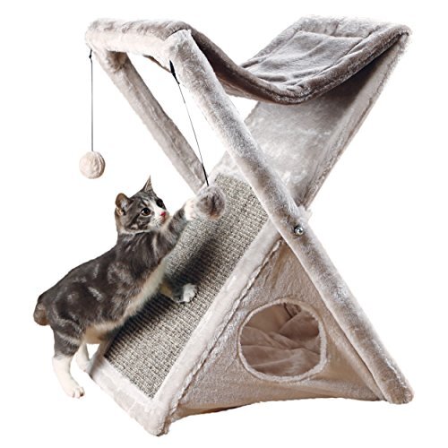 Trixie Pet Products Miguel Fold and Store Cat Tower, 20.25 x 13.75 x 25.5, Gray/Light Gray